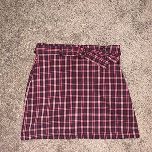 Pull & bear red plaid skirt
